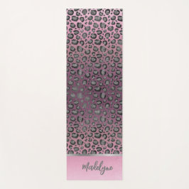 Tapis De Yoga Glittery Empreinte de léopard on Pink Personnalisé