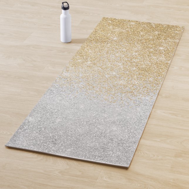 Tapis De Yoga Gold and Silver Glitter Ombre Luxury Design  (En situation)