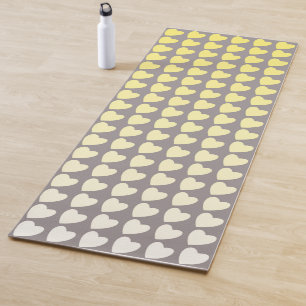 Tapis De Yoga Gradient Motif du coeur gris jaune tendance