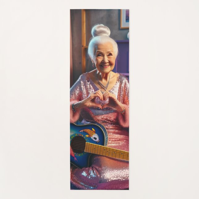 Tapis De Yoga Grand-mère aux mains du coeur (Devant)