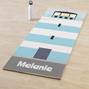 Tapis De Yoga Grand phare bleu et blanc Personnalisé