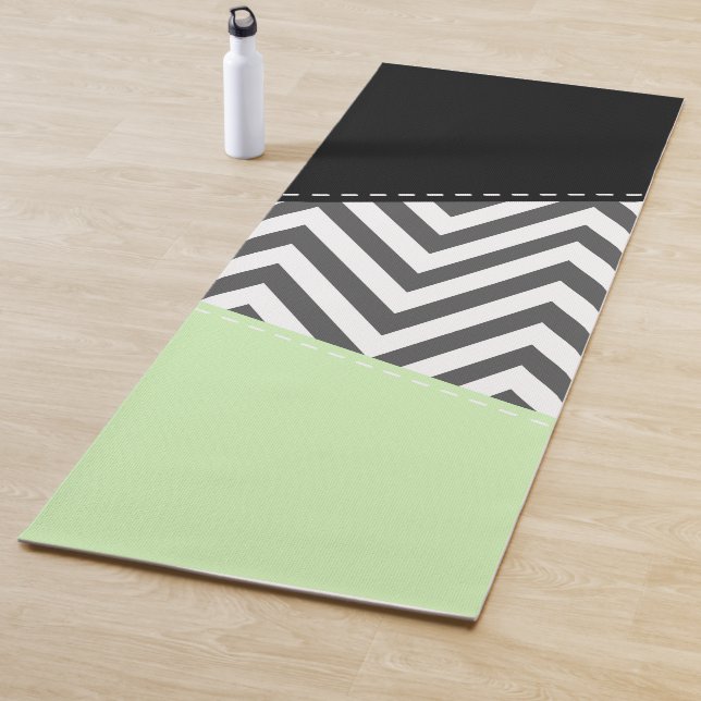 Tapis De Yoga Gray Zigzag, Gray Chevron, Zigzag Pattern, Mint (En situation)