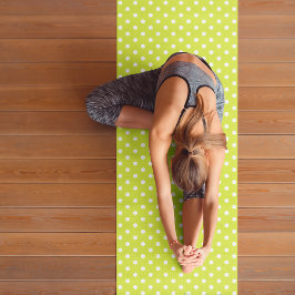 Tapis De Yoga Green White Retro Pois Monogramme Exercice