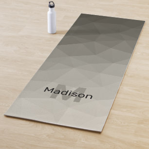 Tapis De Yoga Gris brun clair dégradé de l'armée Monogramme géom
