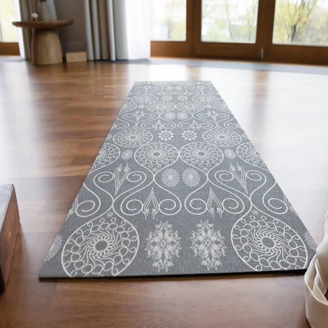 Tapis De Yoga Gris fibreux de graines de pieuvre textile à motif (Créateur téléchargé)