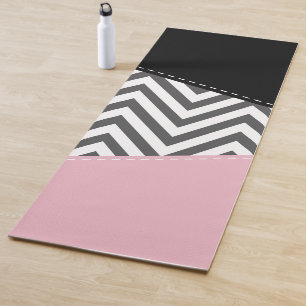 Tapis De Yoga Gris Zigzag, Gris Chevron, Motif Zigzag, Rose