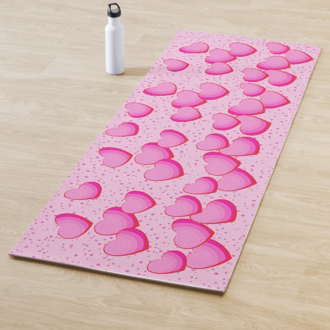 Tapis De Yoga Groupe de Bright Pretty Hearts nuances de points r (En situation)
