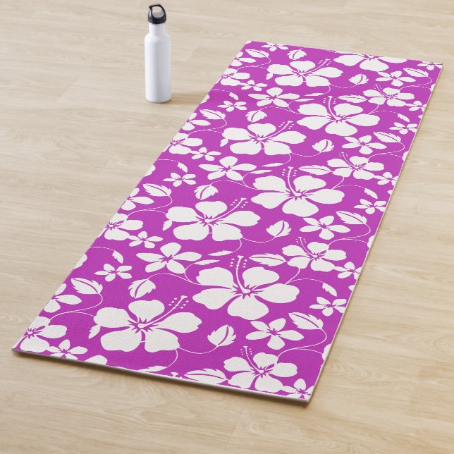 TAPIS DE YOGA HAWAIIAN HULA (HIBISCUS) BERRY (En situation)