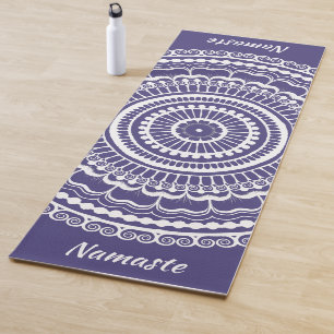Tapis De Yoga Henné blanc et mauve Mehndi Mandala