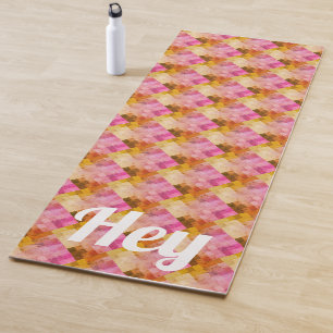 Tapis De Yoga Hey motif géométrique aquarelle rose