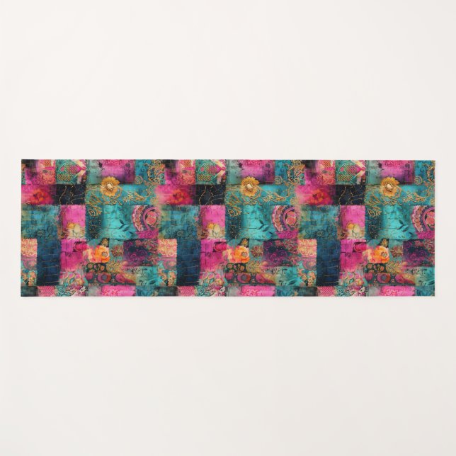 Tapis De Yoga Hippie Boho Yoga Mat (Devant (Horizontal))