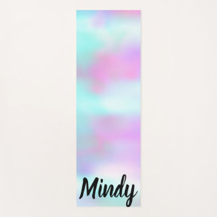 Tapis De Yoga Hologramme Abstrait Arc-en-ciel Rose Bleu