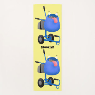 Tapis De Yoga Illustration amusante du mélangeur de ciment bleu