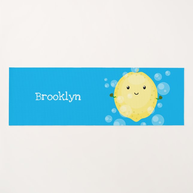 Tapis De Yoga Illustration de bulles de caricatures de citron mo (Devant (Horizontal))