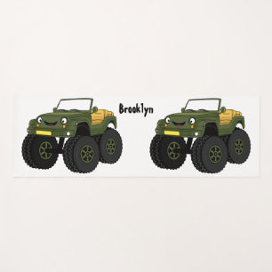 Tapis De Yoga Illustration de camion monstre vert de dessin anim