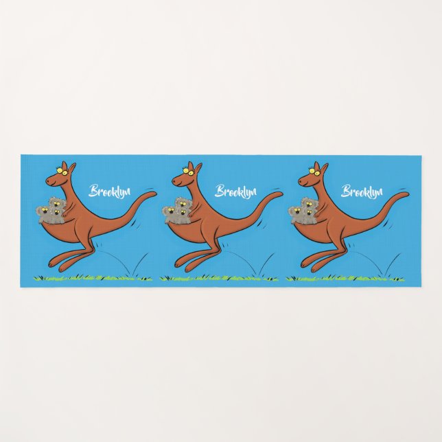 Tapis De Yoga Illustration de dessin animé Cute kangaroo et koal (Devant (Horizontal))