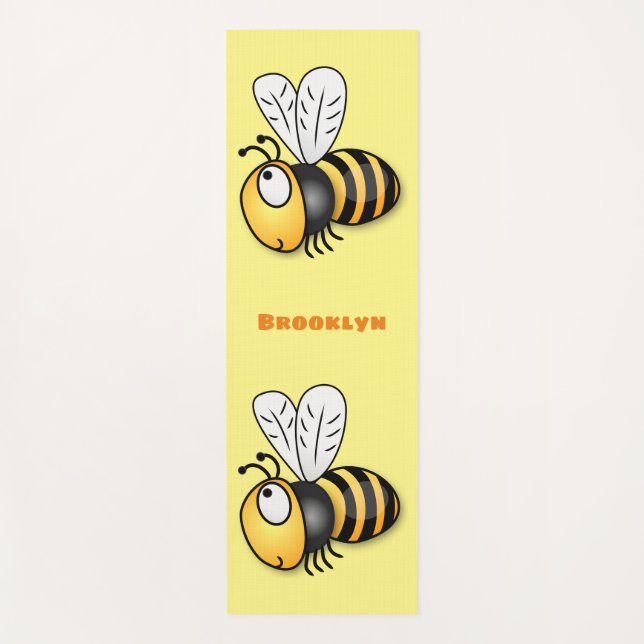 Tapis De Yoga Illustration de dessin animé d'abeilles joyeux (Devant)