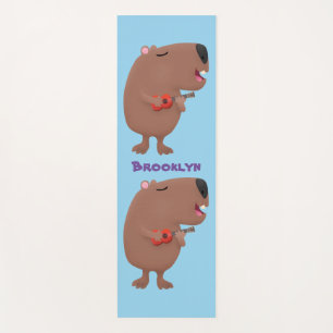 Tapis De Yoga Illustration de dessin animé de capybara ukulele