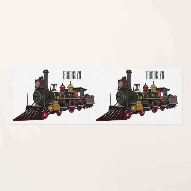 Tapis De Yoga Illustration de la locomotive à vapeur (Devant (Horizontal))
