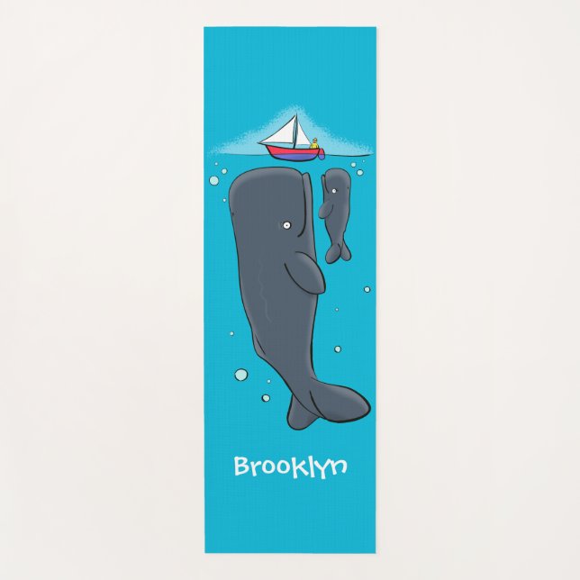 Tapis De Yoga Illustration de mignons baleines et voiliers (Devant)