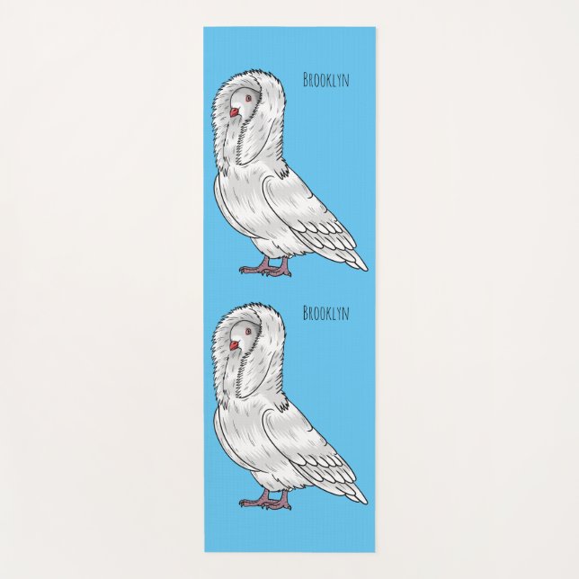 Tapis De Yoga illustration de pigeon jacobin de dessin animé (Devant)