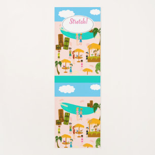 Tapis De Yoga Illustration du dessin animé Tiki Beach Life