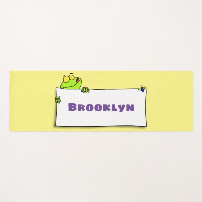 Tapis De Yoga Illustration du panneau de grenouille verte mignon (Devant (Horizontal))