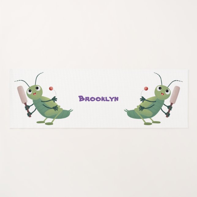 Tapis De Yoga Illustration d'un insecte du cricket vert mou (Devant (Horizontal))