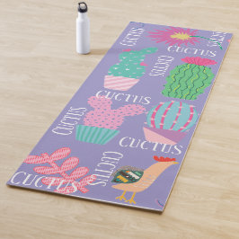 Tapis De Yoga Illustrations de cactus modernes sur fond violet