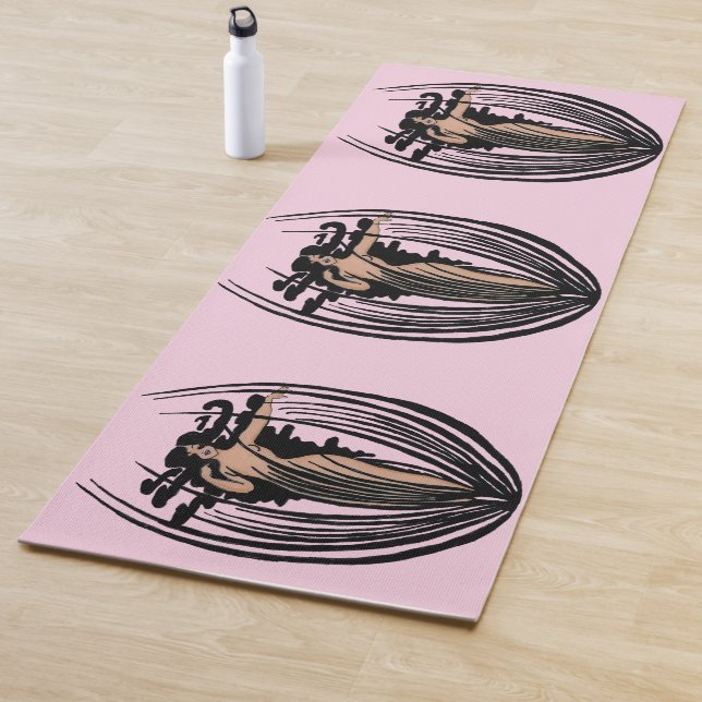 Tapis De Yoga Imaginaire déesse femme Fleur noire rose (En situation)