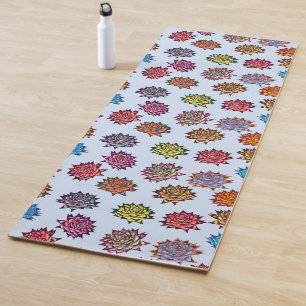 Tapis De Yoga Impression Rose pointillée, Modèle Floral Moderne