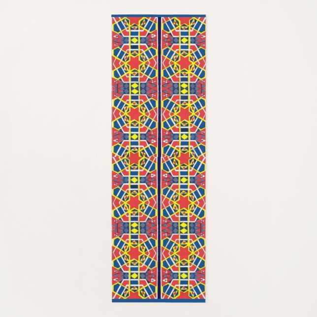 Tapis De Yoga imprimé abstrait rouge blanc jaune (Devant)