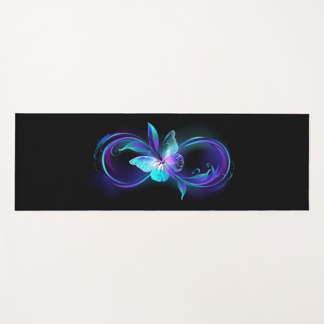 Tapis De Yoga Infinité brillante avec papillon magique (Devant (Horizontal))