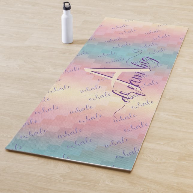 Tapis De Yoga Inhale Exhale Dream Big Motivational Pastel Ombre (En situation)