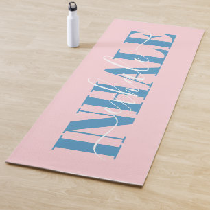 Tapis De Yoga Inhale exhale la citation bleu rose pâle moderne