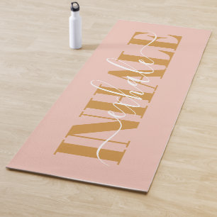 Tapis De Yoga Inhale exhale moderne citation rose orange