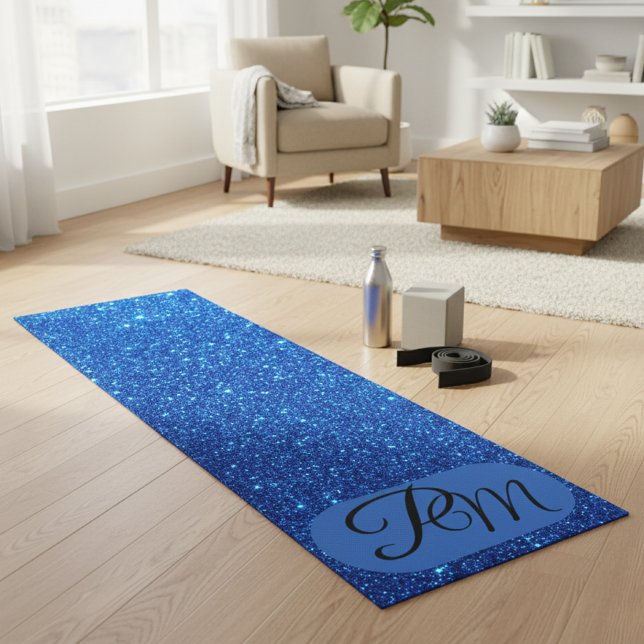 Tapis De Yoga Initiales de monogramme personnalisées Paillettes  (Créateur téléchargé)