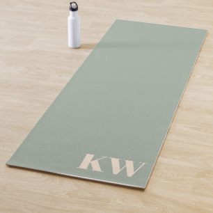 Tapis De Yoga Initiales de monogramme vert sauge moderne personn