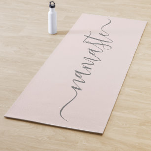 Tapis De Yoga Initiales Namaste Personnalisées Gris Blush Rose