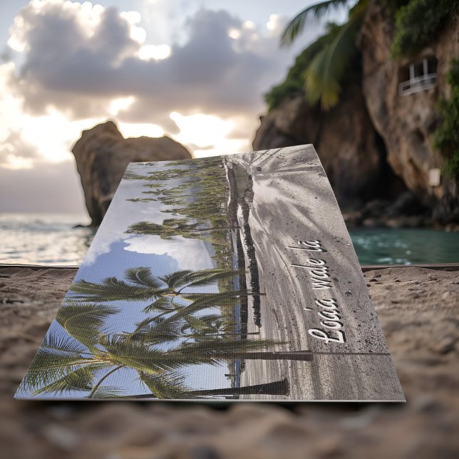 Tapis De Yoga Inspiration Hawaiian Beach paisible Côte de Kona (Hawaiian beach yoga mat with inspirational saying and beautiful Big Island landscape photography)