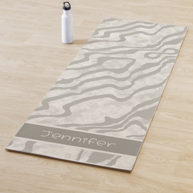Tapis De Yoga Inspirété de la crème Abstraite à bande neutre mod (En situation)