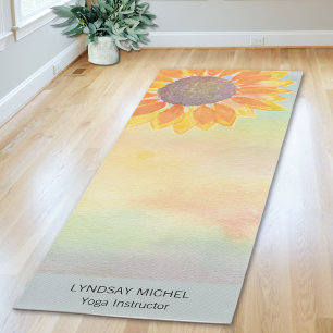 Tapis De Yoga Instructeur de yoga tournesol