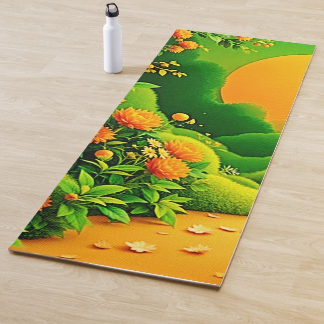 Tapis De Yoga Jardin Orange Luxuriant (En situation)