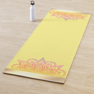 Tapis De Yoga Jaune clair et ensoleillé avec mandala