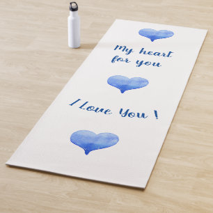 Tapis De Yoga Je t'aime Coeur Bleu mignon Saint Valentin
