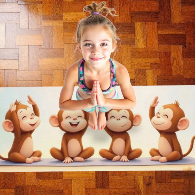 Tapis De Yoga Jeu de Yoga Trio de Singes Tranquille (Créateur téléchargé)