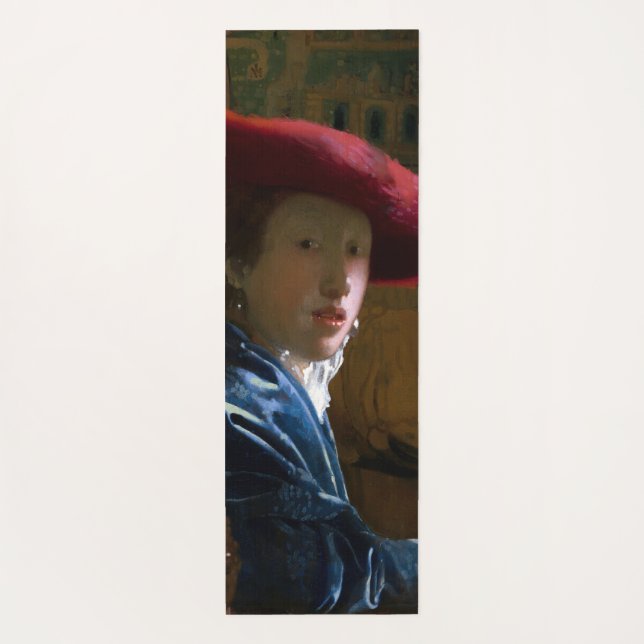 Tapis De Yoga Johannes Vermeer - Fille avec un Casquette rouge (Dos)