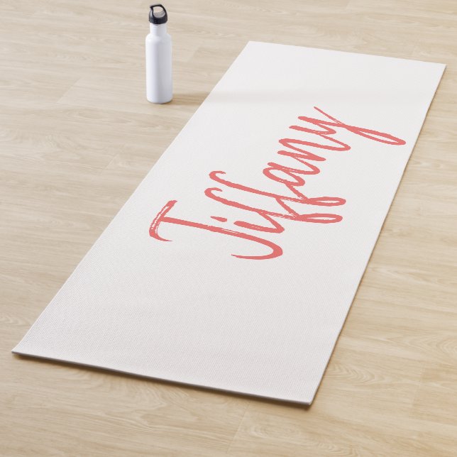 Tapis De Yoga Joli blanc et corail (En situation)