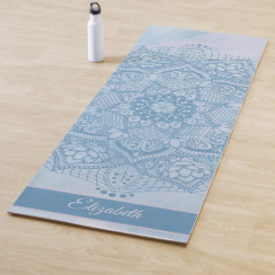 Tapis De Yoga Joli bleu Sacré Lotus Fleur Fleur de fleurs Mandal