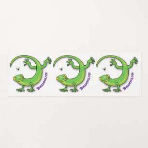 Tapis De Yoga Joli gecko vert salutations avec dessin animé